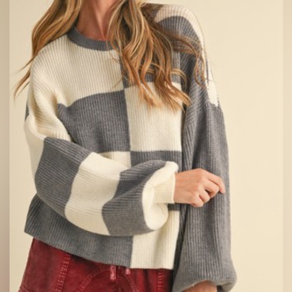 &merci Sweaters - &MERCI Oversized Mixed Color Block Sweater Black and White